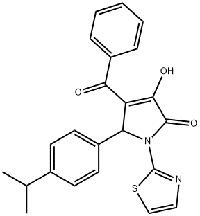 4-benzoyl-3-hydroxy-5-(4-isopropylphenyl)-1-(1,3-thiazol-2-yl)-1,5-dihydro-2H-pyrrol-2-one Structure