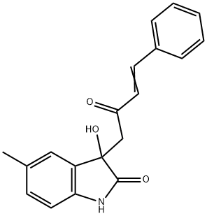 3-hydroxy-5-methyl-3-(2-oxo-4-phenyl-3-butenyl)-1,3-dihydro-2H-indol-2-one 化学構造式