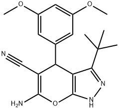 6-amino-3-tert-butyl-4-(3,5-dimethoxyphenyl)-1,4-dihydropyrano[2,3-c]pyrazole-5-carbonitrile Structure