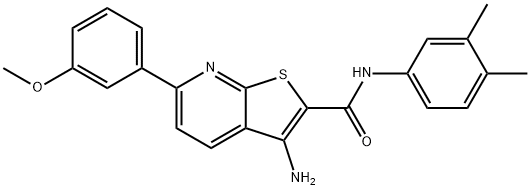 3-amino-N-(3,4-dimethylphenyl)-6-(3-methoxyphenyl)thieno[2,3-b]pyridine-2-carboxamide,384366-95-4,结构式