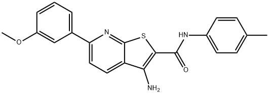 3-amino-6-(3-methoxyphenyl)-N-(4-methylphenyl)thieno[2,3-b]pyridine-2-carboxamide 化学構造式