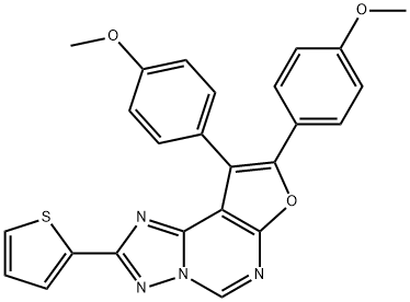 8,9-bis(4-methoxyphenyl)-2-thien-2-ylfuro[3,2-e][1,2,4]triazolo[1,5-c]pyrimidine 结构式