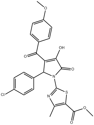 methyl 2-[2-(4-chlorophenyl)-4-hydroxy-3-(4-methoxybenzoyl)-5-oxo-2,5-dihydro-1H-pyrrol-1-yl]-4-methyl-1,3-thiazole-5-carboxylate Struktur