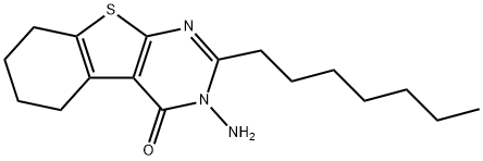 3-amino-2-heptyl-5,6,7,8-tetrahydro[1]benzothieno[2,3-d]pyrimidin-4(3H)-one 化学構造式