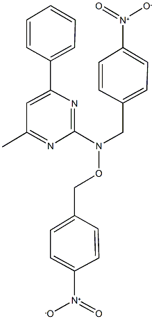 2-[{4-nitrobenzyl}({4-nitrobenzyl}oxy)amino]-4-methyl-6-phenylpyrimidine Struktur