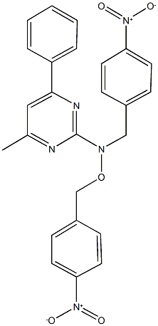 2-[{4-nitrobenzyl}({4-nitrobenzyl}oxy)amino]-4-methyl-6-phenylpyrimidine Structure