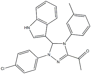 1-[1-(4-chlorophenyl)-5-(1H-indol-3-yl)-4-(3-methylphenyl)-4,5-dihydro-1H-1,2,4-triazol-3-yl]ethanone,384816-07-3,结构式