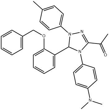 1-[5-[2-(benzyloxy)phenyl]-4-[4-(dimethylamino)phenyl]-1-(4-methylphenyl)-4,5-dihydro-1H-1,2,4-triazol-3-yl]ethanone Struktur