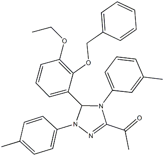 1-[5-[2-(benzyloxy)-3-ethoxyphenyl]-4-(3-methylphenyl)-1-(4-methylphenyl)-4,5-dihydro-1H-1,2,4-triazol-3-yl]ethanone,384816-13-1,结构式