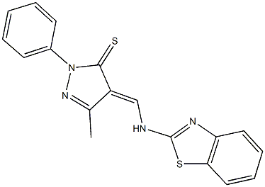 4-[(1,3-benzothiazol-2-ylamino)methylene]-5-methyl-2-phenyl-2,4-dihydro-3H-pyrazole-3-thione,384843-34-9,结构式