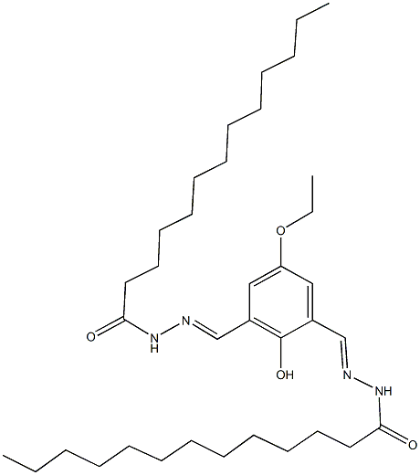 N'-[5-ethoxy-2-hydroxy-3-(2-tridecanoylcarbohydrazonoyl)benzylidene]tridecanohydrazide 化学構造式