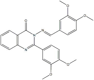 3-[(3,4-dimethoxybenzylidene)amino]-2-(3,4-dimethoxyphenyl)-4(3H)-quinazolinone 化学構造式