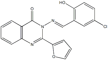 3-[(5-chloro-2-hydroxybenzylidene)amino]-2-(2-furyl)-4(3H)-quinazolinone 结构式