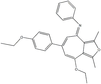 N-[8-ethoxy-6-(4-ethoxyphenyl)-1,3-dimethyl-4H-cyclohepta[c]furan-4-ylidene]-N-phenylamine Structure