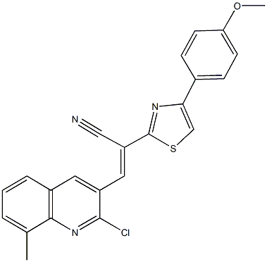 3-(2-chloro-8-methyl-3-quinolinyl)-2-[4-(4-methoxyphenyl)-1,3-thiazol-2-yl]acrylonitrile 化学構造式