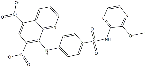 4-({5,7-bisnitro-8-quinolinyl}amino)-N-(3-methoxy-2-pyrazinyl)benzenesulfonamide Struktur