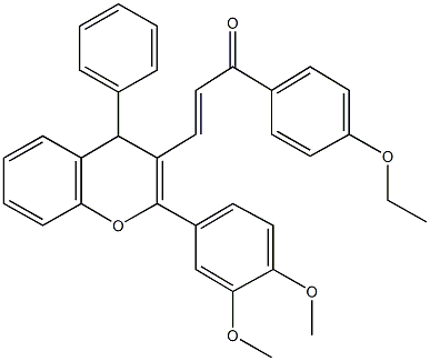 3-[2-(3,4-dimethoxyphenyl)-4-phenyl-4H-chromen-3-yl]-1-(4-ethoxyphenyl)-2-propen-1-one Struktur