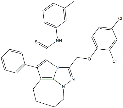 2-[(2,4-dichlorophenoxy)methyl]-N-(3-methylphenyl)-4-phenyl-5,6,7,8-tetrahydro-1,2a,8a-triazacyclopenta[cd]azulene-3-carbothioamide 化学構造式