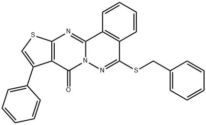5-(benzylsulfanyl)-9-phenyl-8H-thieno[2',3':4,5]pyrimido[2,1-a]phthalazin-8-one,384849-21-2,结构式