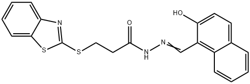 3-(1,3-benzothiazol-2-ylsulfanyl)-N'-[(2-hydroxy-1-naphthyl)methylene]propanohydrazide,384849-30-3,结构式