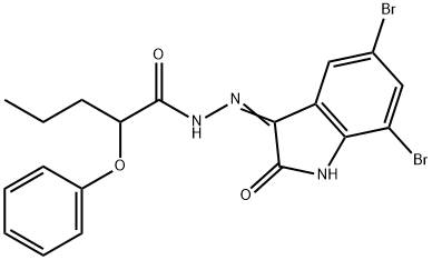 N'-(5,7-dibromo-2-oxo-1,2-dihydro-3H-indol-3-ylidene)-2-phenoxypentanohydrazide Structure