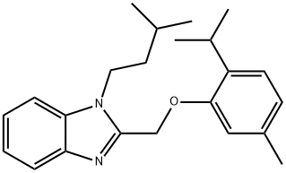 1-isopentyl-2-[(2-isopropyl-5-methylphenoxy)methyl]-1H-benzimidazole Struktur