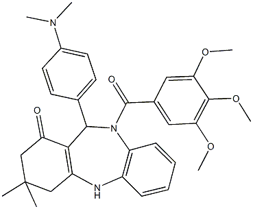 11-[4-(dimethylamino)phenyl]-3,3-dimethyl-10-(3,4,5-trimethoxybenzoyl)-2,3,4,5,10,11-hexahydro-1H-dibenzo[b,e][1,4]diazepin-1-one Structure