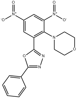 4-[2,4-dinitro-6-(5-phenyl-1,3,4-oxadiazol-2-yl)phenyl]morpholine 结构式