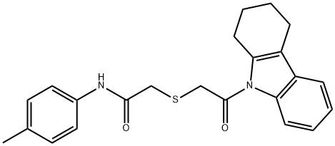 N-(4-methylphenyl)-2-{[2-oxo-2-(1,2,3,4-tetrahydro-9H-carbazol-9-yl)ethyl]sulfanyl}acetamide 化学構造式