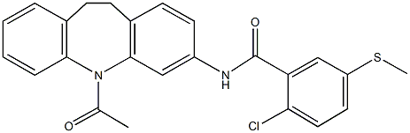 N-(5-acetyl-10,11-dihydro-5H-dibenzo[b,f]azepin-3-yl)-2-chloro-5-(methylsulfanyl)benzamide Structure
