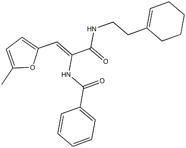 N-[1-({[2-(1-cyclohexen-1-yl)ethyl]amino}carbonyl)-2-(5-methyl-2-furyl)vinyl]benzamide Struktur