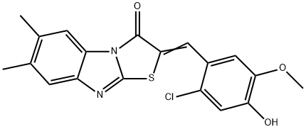 2-(2-chloro-4-hydroxy-5-methoxybenzylidene)-6,7-dimethyl[1,3]thiazolo[3,2-a]benzimidazol-3(2H)-one 结构式
