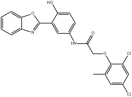 N-[3-(1,3-benzoxazol-2-yl)-4-hydroxyphenyl]-2-(2,4-dichloro-6-methylphenoxy)acetamide Struktur