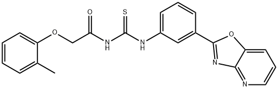 N-[(2-methylphenoxy)acetyl]-N'-(3-[1,3]oxazolo[4,5-b]pyridin-2-ylphenyl)thiourea,385388-39-6,结构式