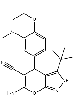 6-amino-3-tert-butyl-4-(4-isopropoxy-3-methoxyphenyl)-2,4-dihydropyrano[2,3-c]pyrazole-5-carbonitrile|