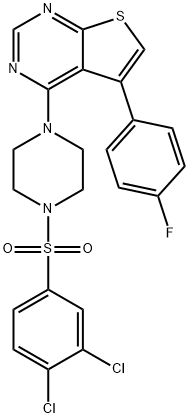 4-{4-[(3,4-dichlorophenyl)sulfonyl]-1-piperazinyl}-5-(4-fluorophenyl)thieno[2,3-d]pyrimidine 化学構造式