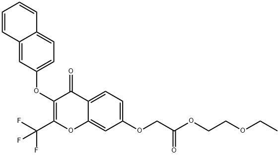 2-ethoxyethyl {[3-(2-naphthyloxy)-4-oxo-2-(trifluoromethyl)-4H-chromen-7-yl]oxy}acetate Structure