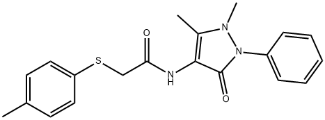 N-(1,5-dimethyl-3-oxo-2-phenyl-2,3-dihydro-1H-pyrazol-4-yl)-2-[(4-methylphenyl)sulfanyl]acetamide 化学構造式