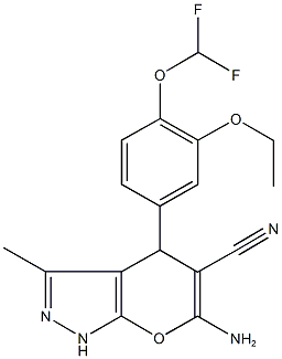 385401-65-0 6-amino-4-[4-(difluoromethoxy)-3-ethoxyphenyl]-3-methyl-1,4-dihydropyrano[2,3-c]pyrazole-5-carbonitrile