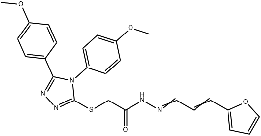 2-{[4,5-bis(4-methoxyphenyl)-4H-1,2,4-triazol-3-yl]sulfanyl}-N'-[3-(2-furyl)-2-propenylidene]acetohydrazide 结构式