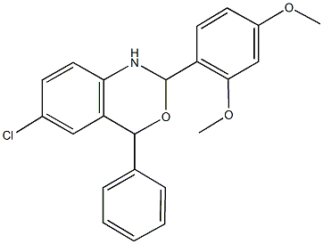 6-chloro-2-(2,4-dimethoxyphenyl)-4-phenyl-1,4-dihydro-2H-3,1-benzoxazine 结构式