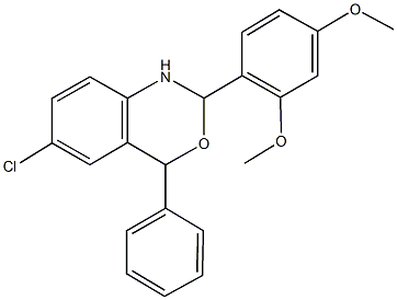 6-chloro-2-(2,4-dimethoxyphenyl)-4-phenyl-1,4-dihydro-2H-3,1-benzoxazine,385405-40-3,结构式