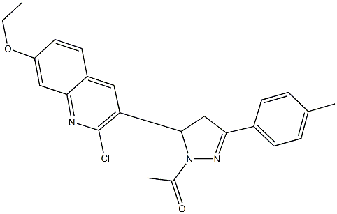 3-[1-acetyl-3-(4-methylphenyl)-4,5-dihydro-1H-pyrazol-5-yl]-2-chloro-7-quinolinyl ethyl ether Struktur