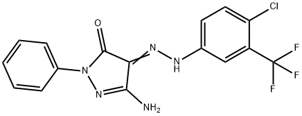 3-amino-1-phenyl-1H-pyrazole-4,5-dione 4-{[4-chloro-3-(trifluoromethyl)phenyl]hydrazone} Structure