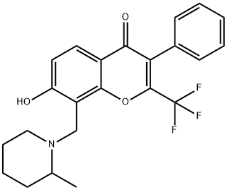 7-hydroxy-8-[(2-methyl-1-piperidinyl)methyl]-3-phenyl-2-(trifluoromethyl)-4H-chromen-4-one 结构式