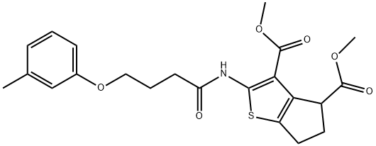 dimethyl 2-{[4-(3-methylphenoxy)butanoyl]amino}-5,6-dihydro-4H-cyclopenta[b]thiophene-3,4-dicarboxylate Structure