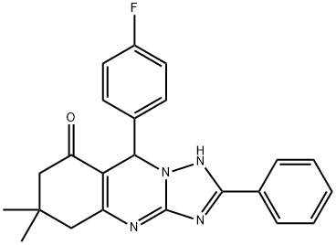 9-(4-fluorophenyl)-6,6-dimethyl-2-phenyl-5,6,7,9-tetrahydro[1,2,4]triazolo[5,1-b]quinazolin-8(4H)-one 化学構造式