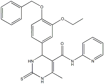 4-[4-(benzyloxy)-3-ethoxyphenyl]-6-methyl-N-(2-pyridinyl)-2-thioxo-1,2,3,4-tetrahydro-5-pyrimidinecarboxamide Struktur