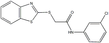 2-(1,3-benzothiazol-2-ylsulfanyl)-N-(3-chlorophenyl)acetamide 化学構造式