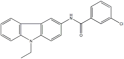 3-chloro-N-(9-ethyl-9H-carbazol-3-yl)benzamide 结构式